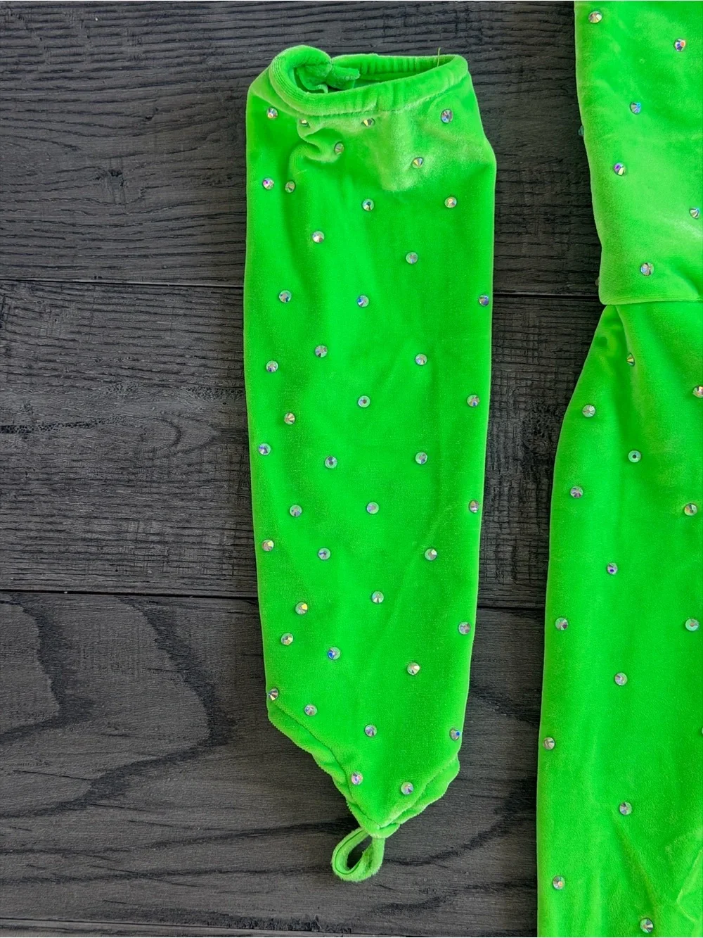 Kids Neon Green Ruffled Halter Dance Costume